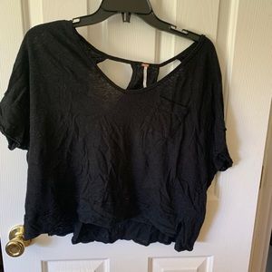 Free People black crop short sleeve shirt